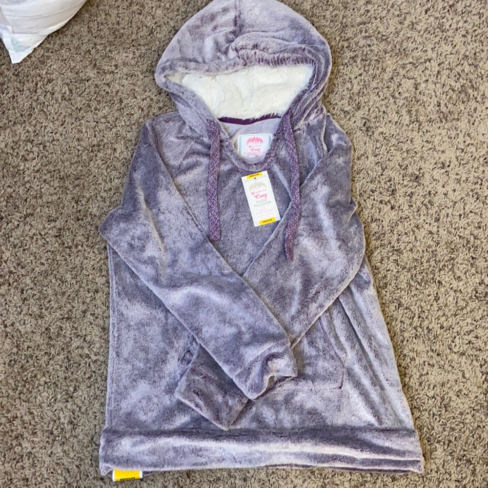 plush pull over hoodie
